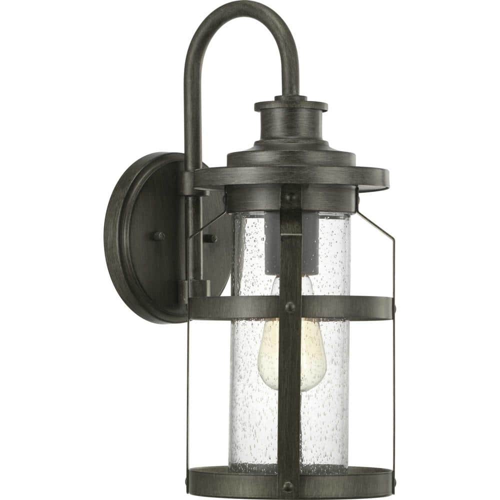 Antique Pewter 18" Outdoor Wall Lantern with Seeded Glass