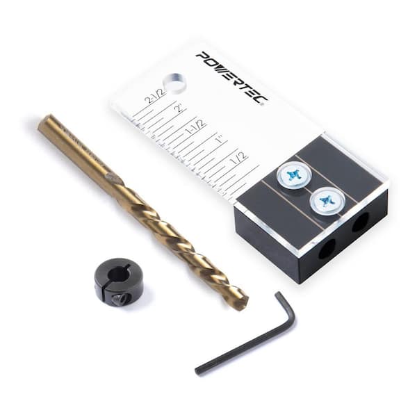 3/8 in. Dowel Drilling Jig Kit with Cobalt M-35 Drill Bit, Ring Stop and Laser Cut Depth Scale
