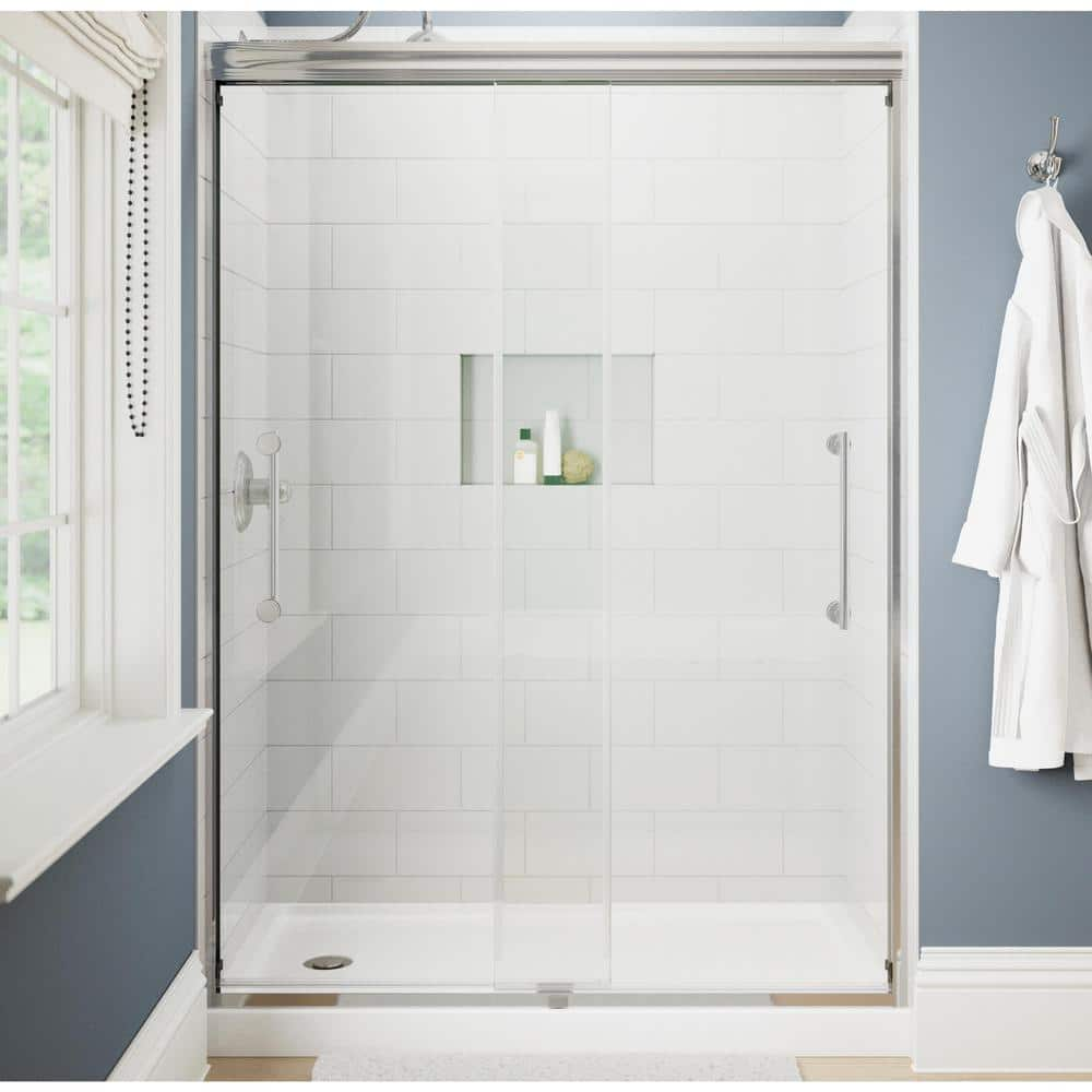 Delta Ashmore 60 in. x 74-3/8 in. Semi-Frameless Sliding Shower Door in ...