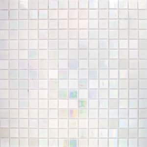 Mingles 12 in. x 12 in. Glossy Cotton White Glass Mosaic Wall and Floor Tile (20 sq. ft./case) (20-pack)