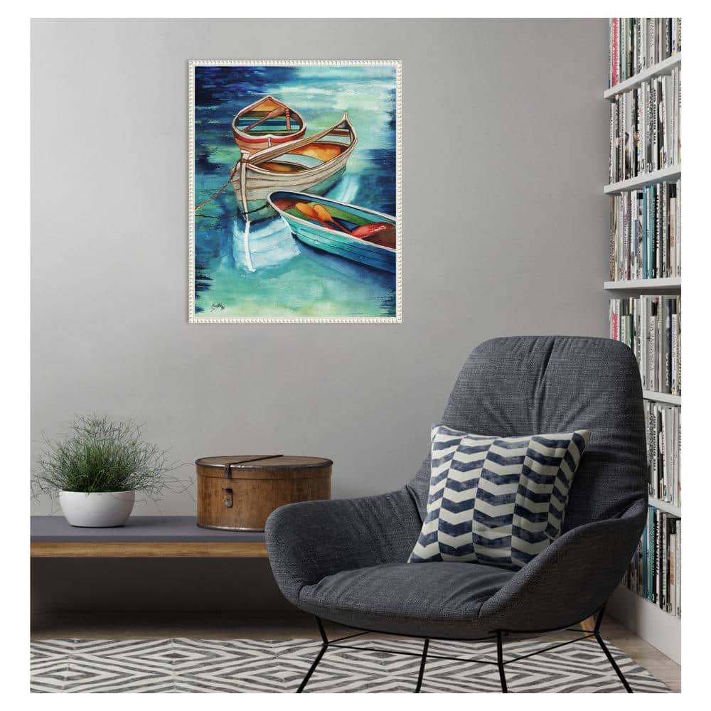 Beaded Perimeter Nautical Rowboats Canvas Wall Art