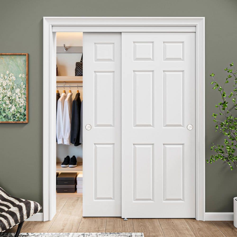ARK DESIGN 60 in. x 80 in. Paneled 6-Lite White Primed MDF