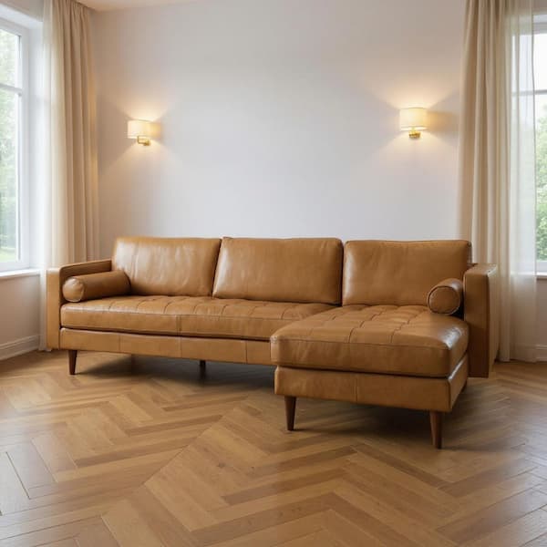 75.20 in. Square Arm Square Arm piece Leather L-Shaped Sectional Sofa in Multi-Colored