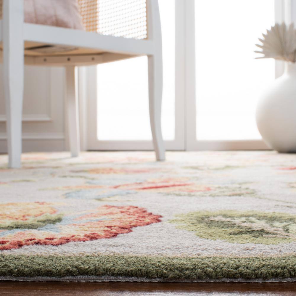 Sage Floral Tufted Handmade Wool Rectangular Accent Rug - 20"x4"