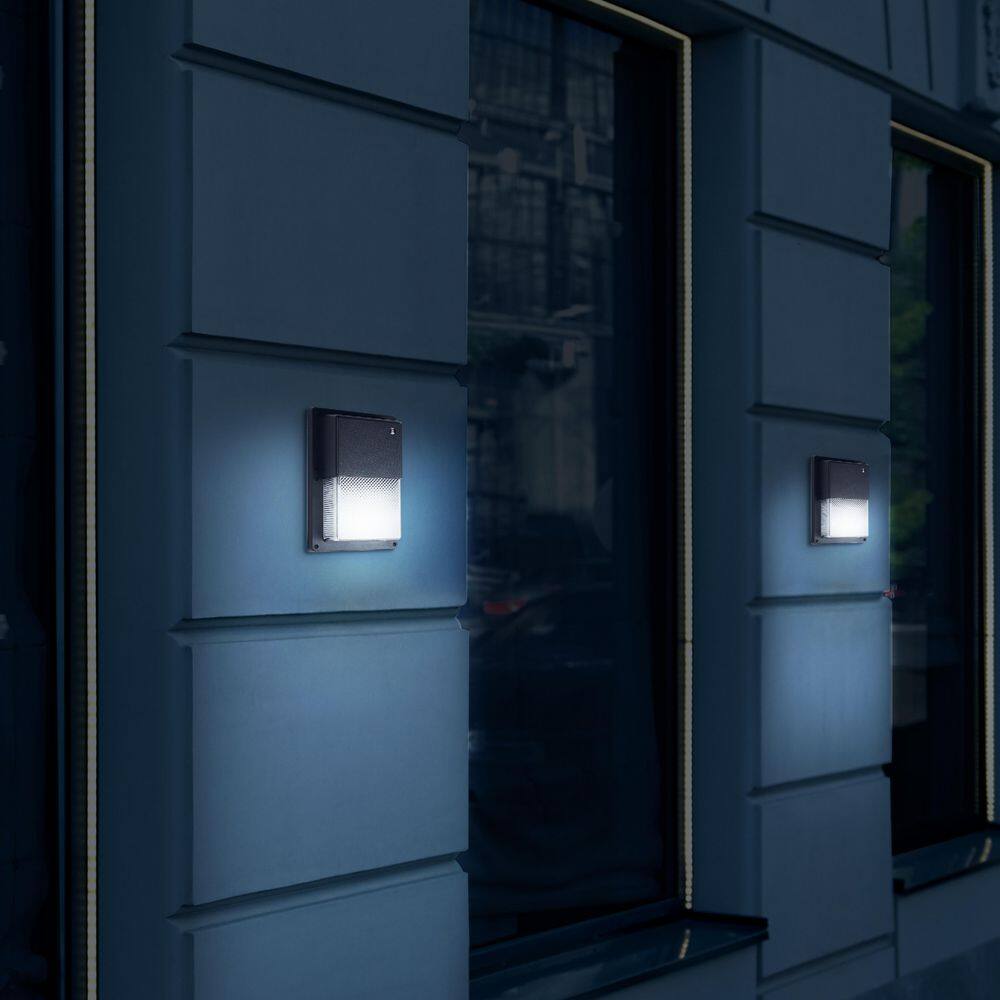 Black Energy Star LED Wall Pack Light with Dusk-to-Dawn Sensor