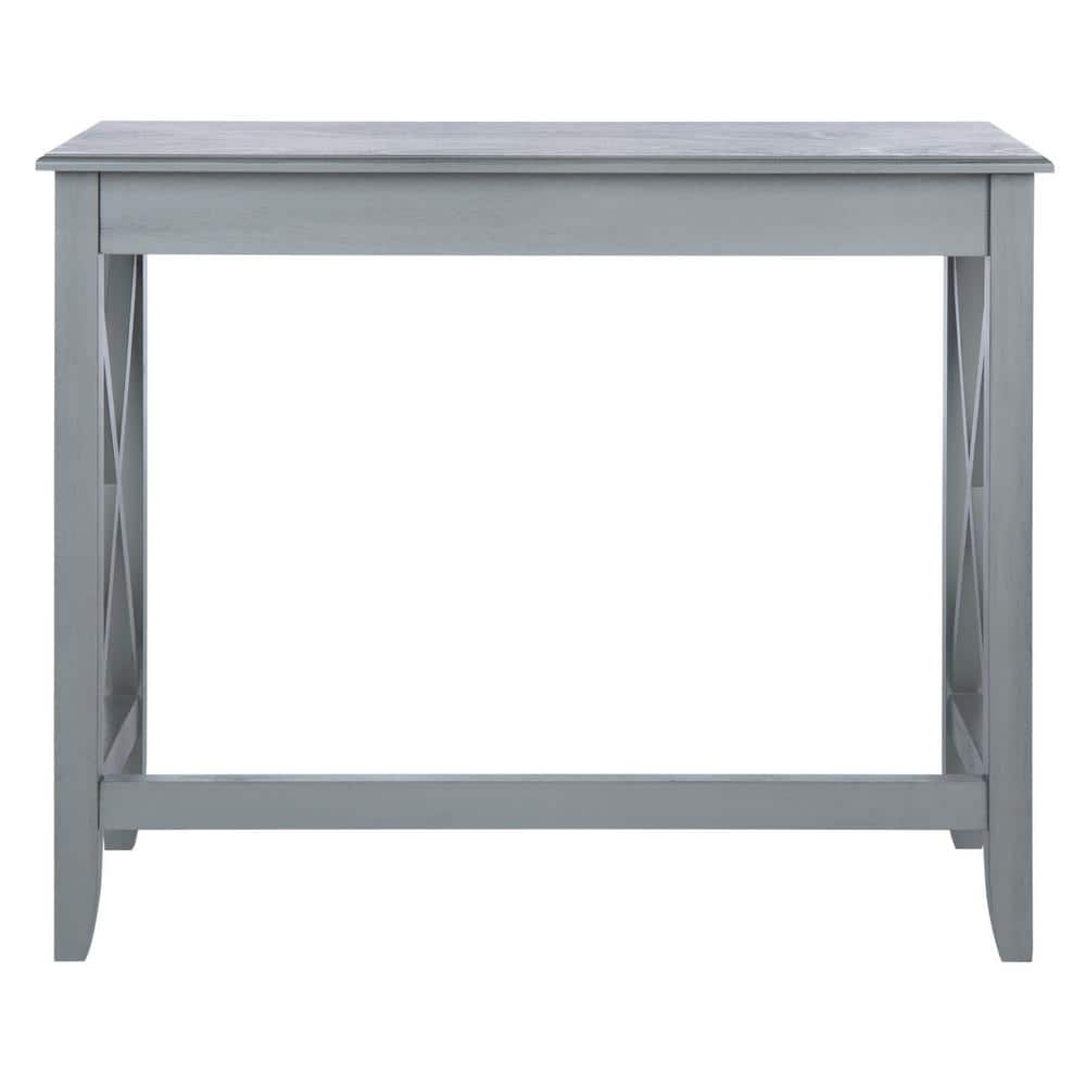 Crossed X Distressed Grey Solid Wood Writing Desk with Drawer
