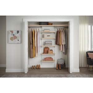 Genevieve 6 ft. Birch Adjustable Closet Organizer Double Long Hanging Rods with 6 Shelves