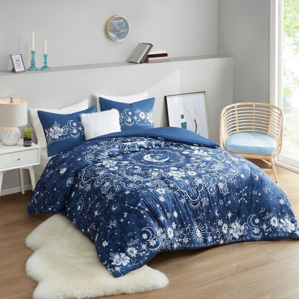 Navy Celestial Cotton Full/Queen Duvet Cover Set
