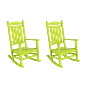 Kenly Lime Classic Plastic Outdoor Rocking Chair (Set of 2)