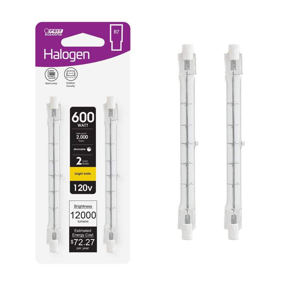 Feit Electric 600-Watt T3 R7 Base Halogen Light Bulb Double-Ended