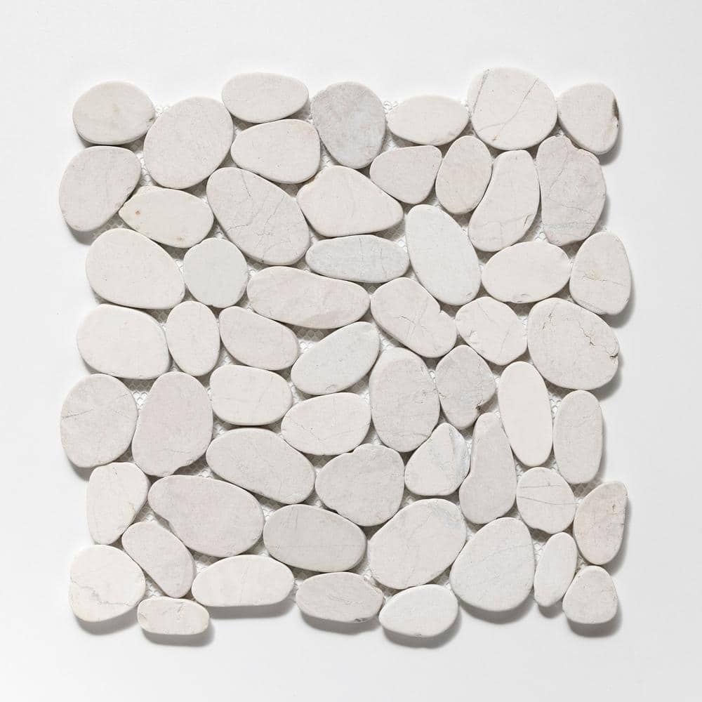 White Quartz Sliced Pebble Mosaic Tile for Walls and Floors