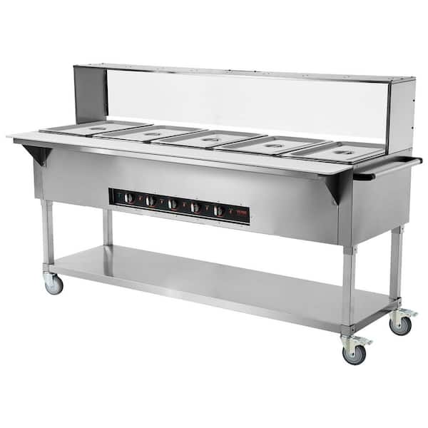 5-Pan Commercial Food Warmer 103 Qt. Stainless Steel 3750 Watt Buffet Electric Steam Table Specialty Flatware