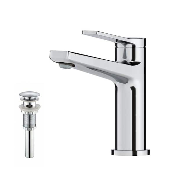 KRAUS Indy Single Hole Single-Handle Bathroom Faucet with Pop-Up