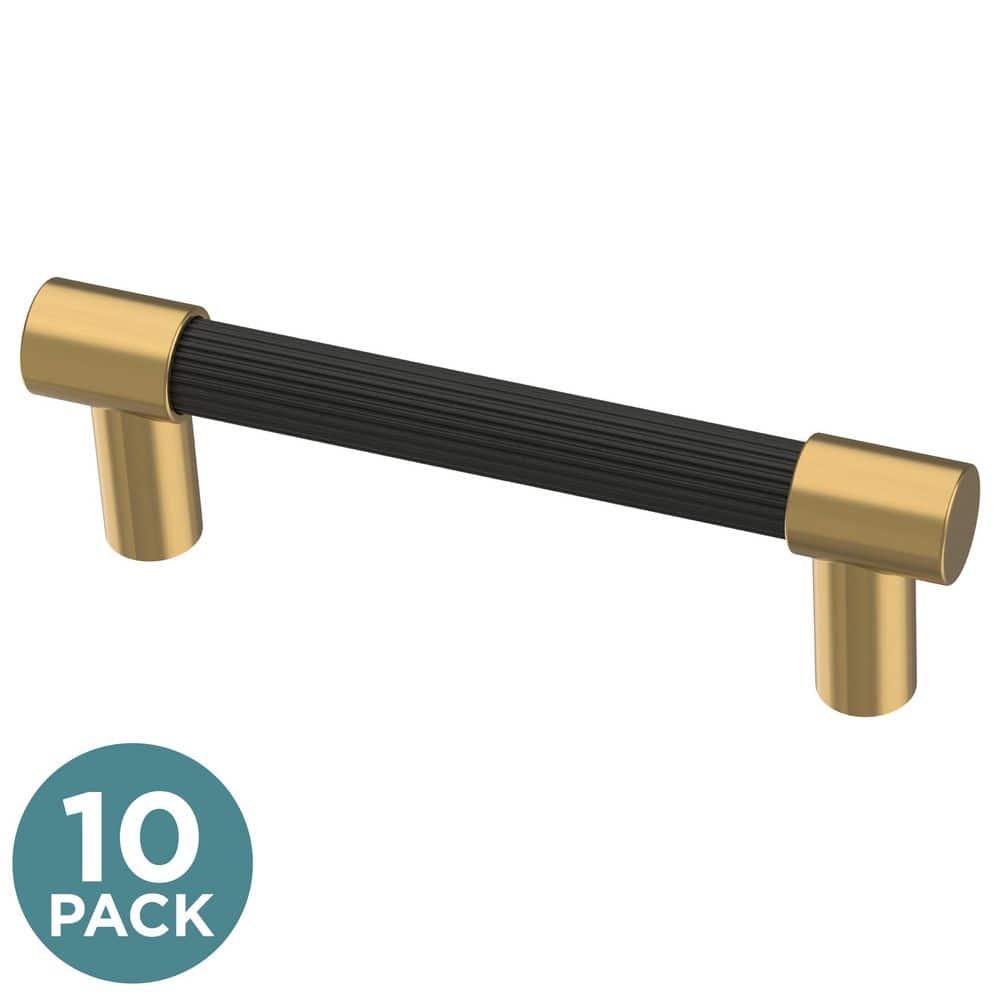 (10-Pack) Fluted 3 in. (76 mm) Modern Matte Black and Brushed Modern Gold Cabinet Handle Drawer Pulls price history on PriceWatchPro