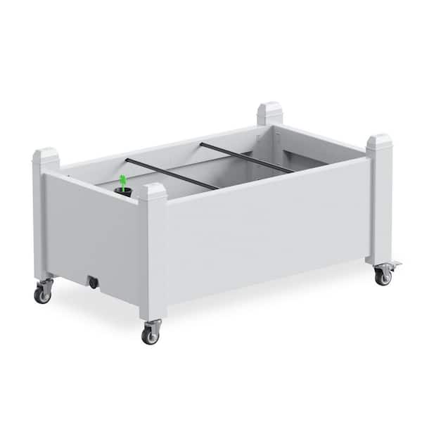 Gray Resin Raised Garden Bed with Wheels for Planting Plants (48 in. L x 24 in. W x 33 in. H)