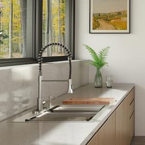 33 in. Top mount Drop-in Double Bowl 18-Gauge Stainless Steel Kitchen Sink with Faucet