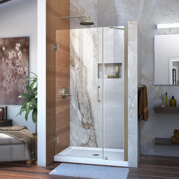 DreamLine Unidoor 35 to 36 in. x 72 in. Frameless Hinged Shower Door in Brushed Nickel