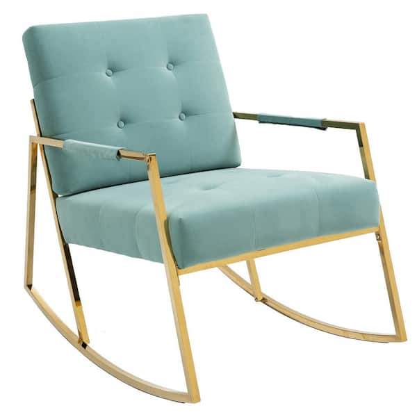 ATHMILE Mint Green Polyester Rocking Chair with Stainless Steel Feet (Set of 1)