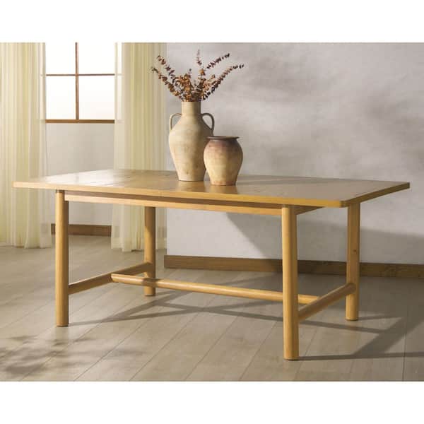 Jaylessa Natural Wood 4 Legs Base Dining Table Seats 6