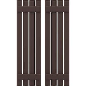 15-1/2 in. W x 31 in. H Americraft 4-Board Exterior Real Wood Spaced Board and Batten Shutters in Raisin Brown