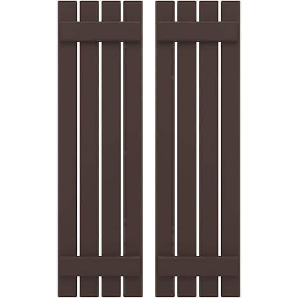 Ekena Millwork 15-1/2 in. W x 67 in. H Americraft 4-Board Exterior Real Wood Spaced Board and Batten Shutters in Raisin Brown