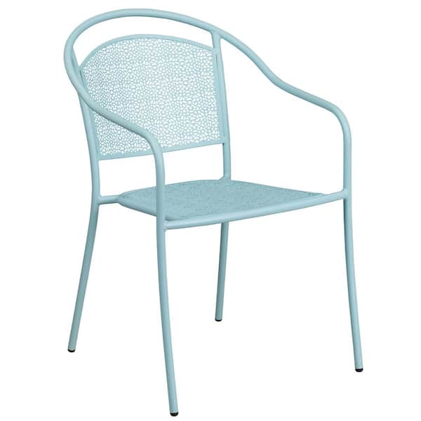 Carnegy Avenue Metal Outdoor Dining Chair in Sky Blue
