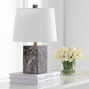 Brett 20 in. Brown Marble Table Lamp with White Shade