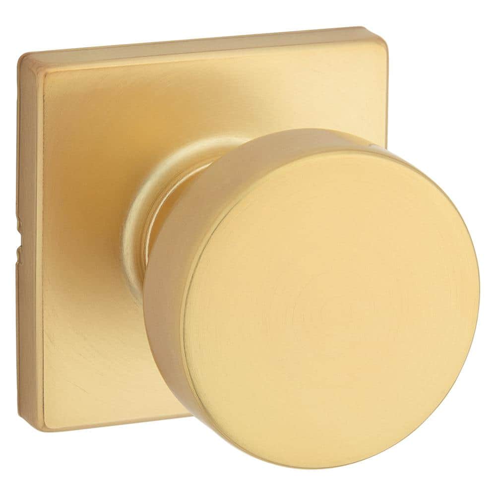 Kwikset Pismo Satin Brass Square Half Dummy Door Knob Featuring