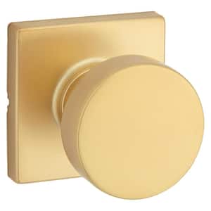 Pismo Satin Brass Square Half Dummy Door Knob Featuring Microban Antimicrobial Protection