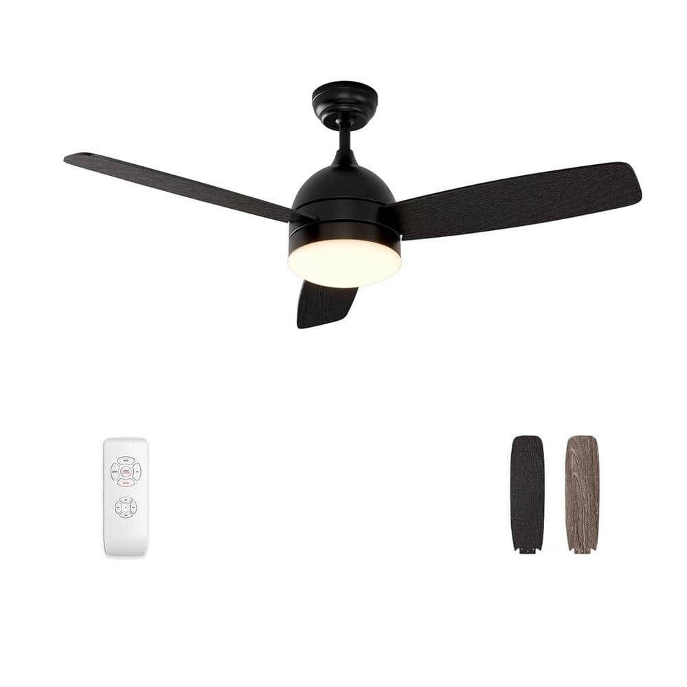48 in. Indoor Black/Spray Lacquer Ceiling Fan with Matte Blades & Color-cha