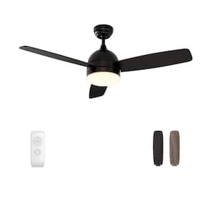 48 in. Indoor Black/Spray Lacquer Ceiling Fan with Matte Blades & Color-changing Integrated LED and Remote (3-Blade)