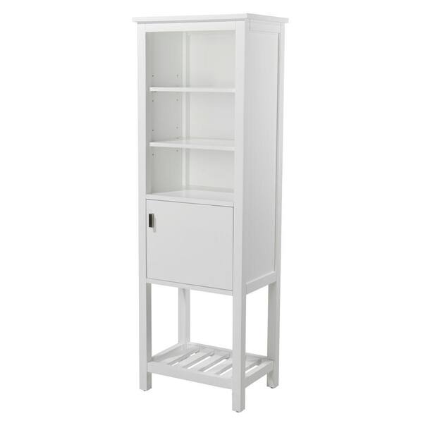 Home Decorators Collection Fraser 20 in. W x 60 in. H x 14 in. D Bathroom Linen Storage Cabinet in White