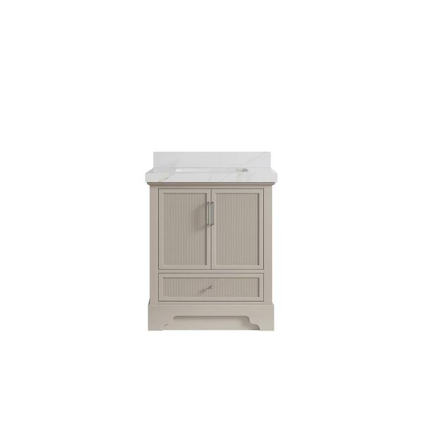 Willow Collections Alys 30 in. W x 22 in. D x 36 in. H Single Sink Bath Vanity Center in Fine Grain with 2 in. Calcutta Sienna Top