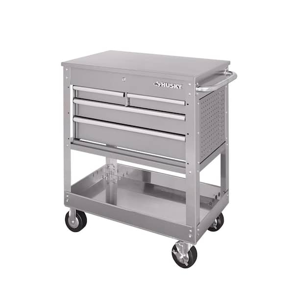 Husky 33 in. 4-Drawer Stainless Steel Mechanics Cart HOUC3304JX1 - The Home  Depot