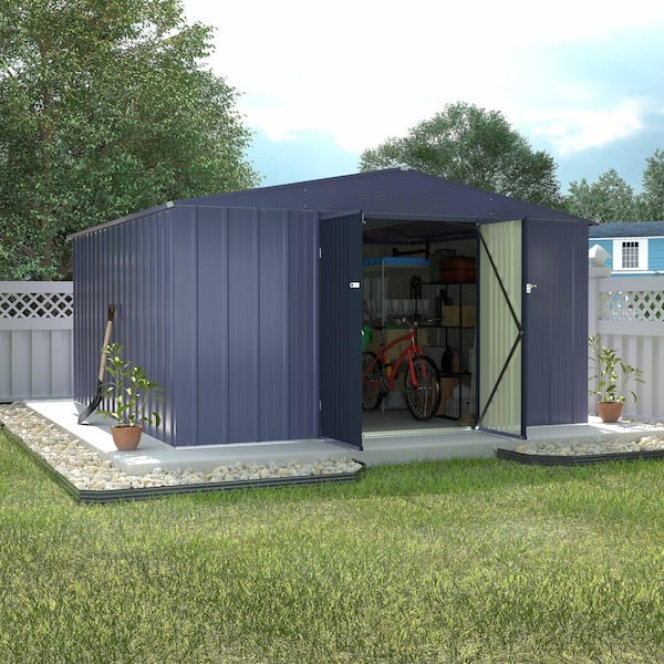 10 ft. W x 12 ft. D Outdoor Metal Storage Shed in Gray (120 sq. ft.)