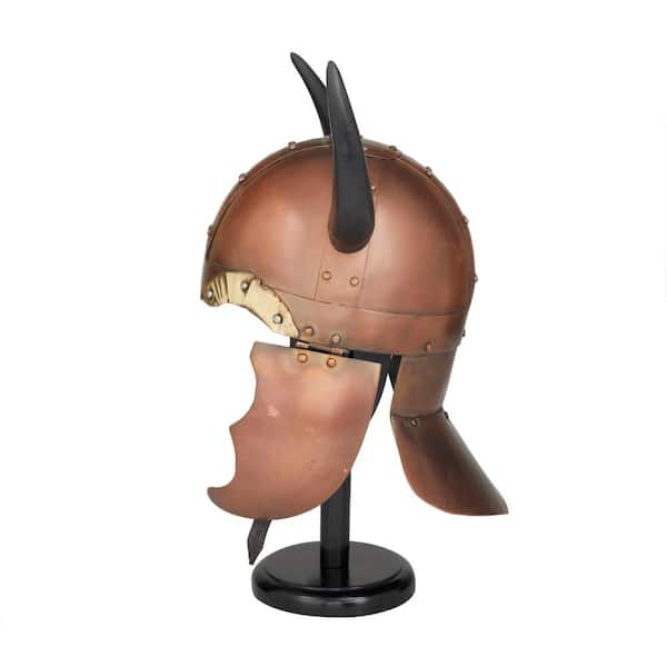 20 Inch Copper online Metal Replica Medieval Viking Helmet With Black Wood Stand,