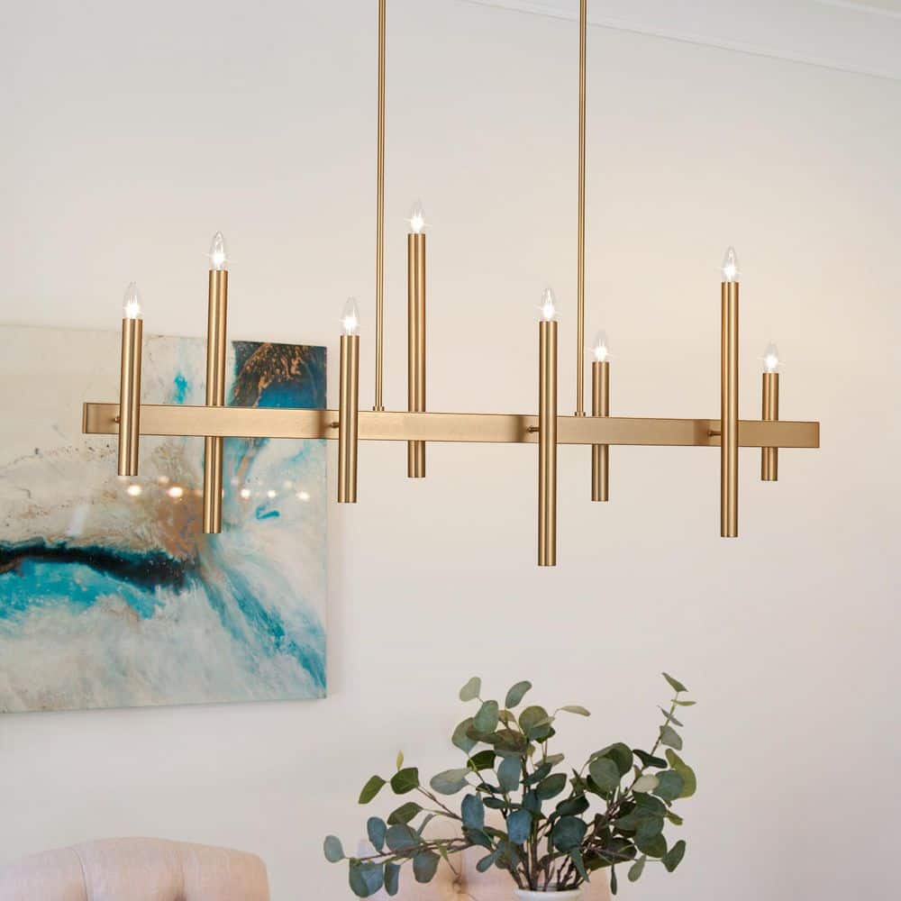 Axis 8-Light 56 in. Modern Gold Chandelier Linear Kitchen Island Pendant Light price history on PriceWatchPro