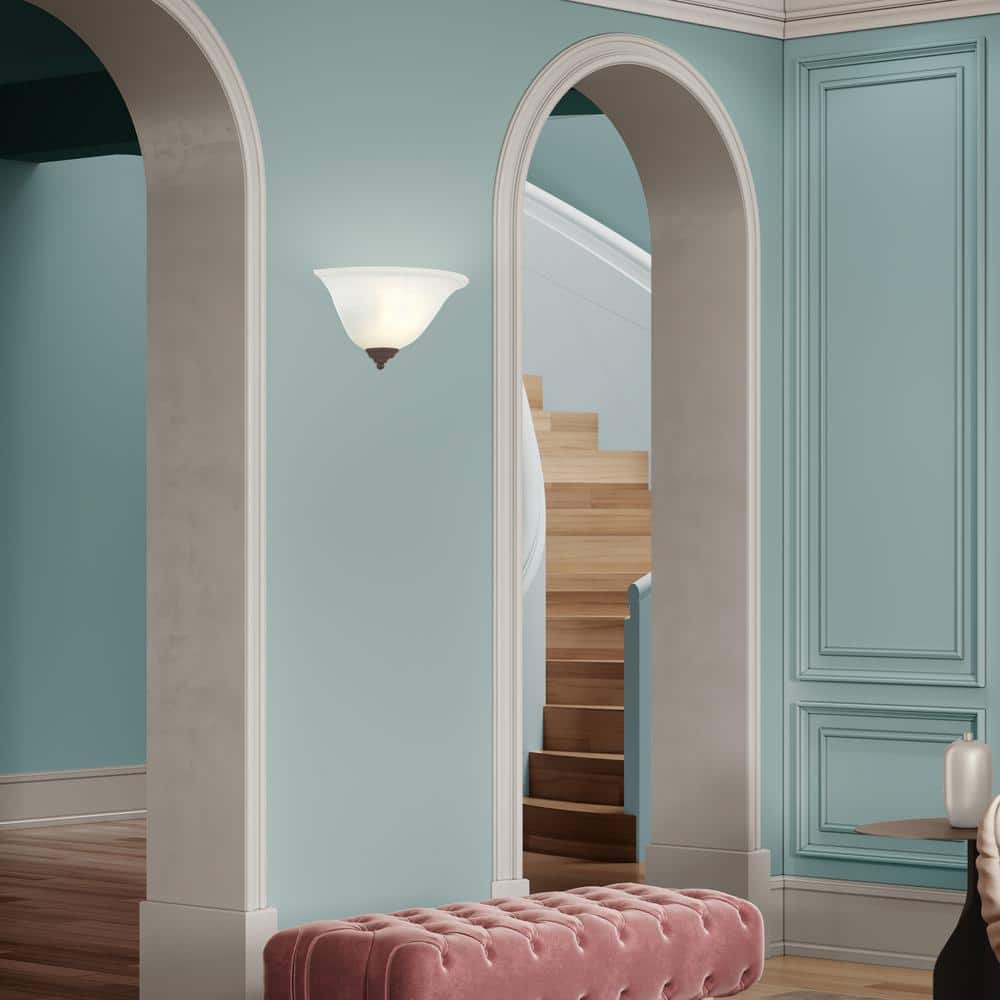 Classic Coronado Dimmable Bronze Sconce with White Alabaster Glass