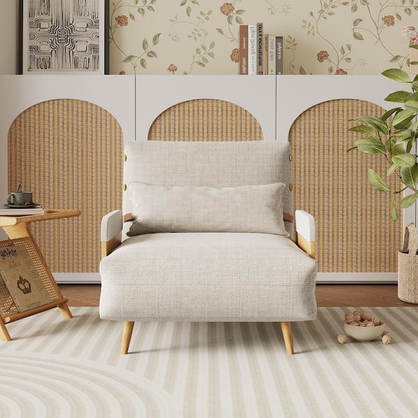 JASIWAY 29 in. Beige Linen Twin Size Sofa Bed