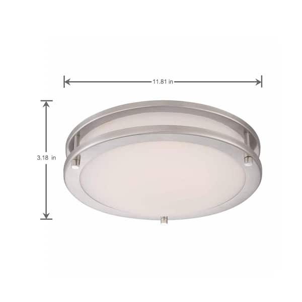 Nedsænkning Ligner løn Hampton Bay Flaxmere 12 in. Brushed Nickel Dimmable LED Flush Mount Ceiling  Light with Frosted White Glass Shade HB1023C-35 - The Home Depot