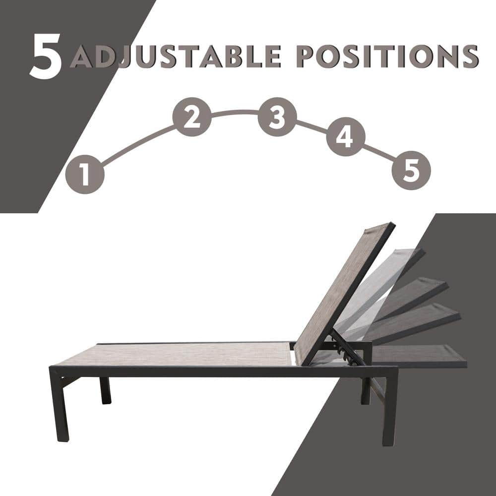 Kozyard 2-Piece Gray and Black Aluminum Outdoor Chaise Lounge Set