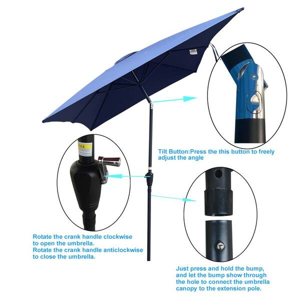 9x6 patio umbrella 9 x 6 ft. Rectangular Patio Umbrella, Crank and Tilt, Waterproof, No Flap,  for Garden, Pool, Market, Backyard, Navy Blue 90322