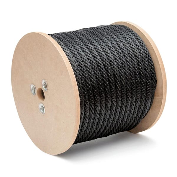 KingCord 5/8 in. x 200 ft. Polypropylene Multi-Filament Solid Braid Derby  Rope, Black 302651TV - The Home Depot