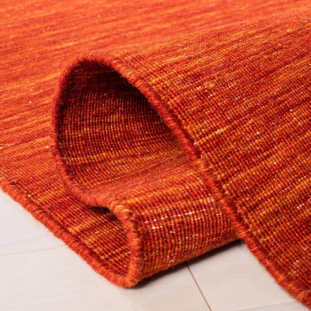 Bohemian Nomad Red Wool & Cotton 6' Square Handmade Kilim Rug