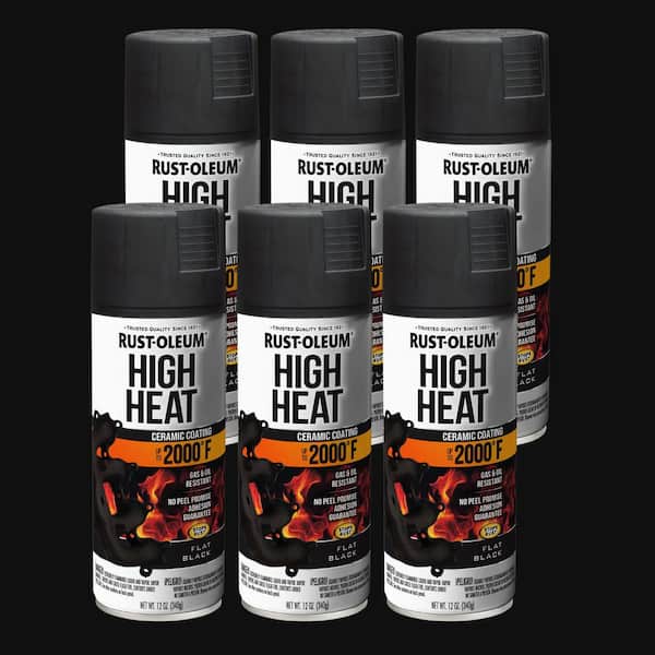 12 oz. High Heat Flat Black Protective Enamel Spray Paint (6-Pack)