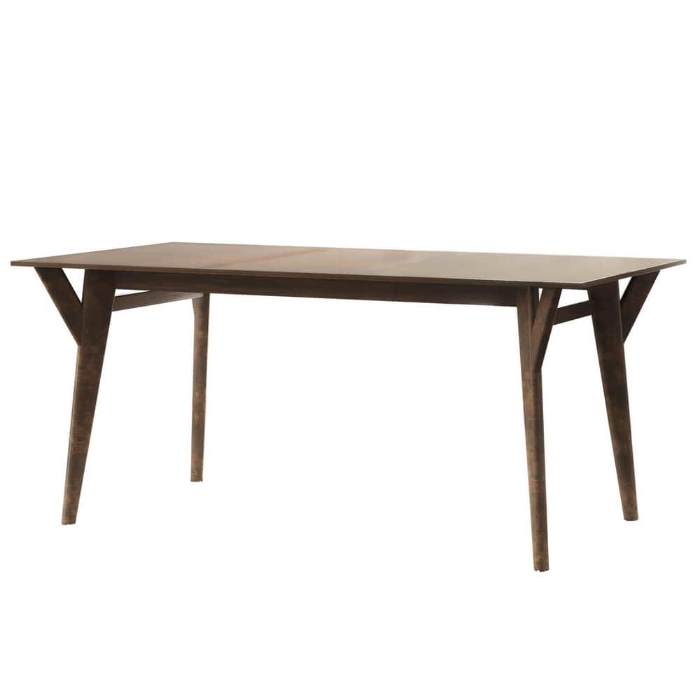 Retro Mid Century 55 in. Rectangular Brown Wooden Dining Table (6