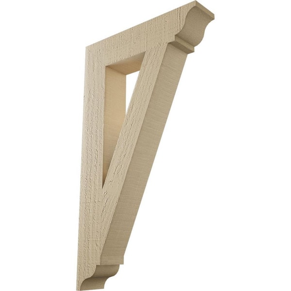 Ekena Millwork 3.5 in. x 28 in. x 16 in. Traditional Traditional Rough Cedar Woodgrain Timberthane Polyurethane Bracket, Primed Tan