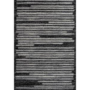 Khalil Modern Berber Stripe Black/Cream 3 ft. x 5 ft. Area Rug