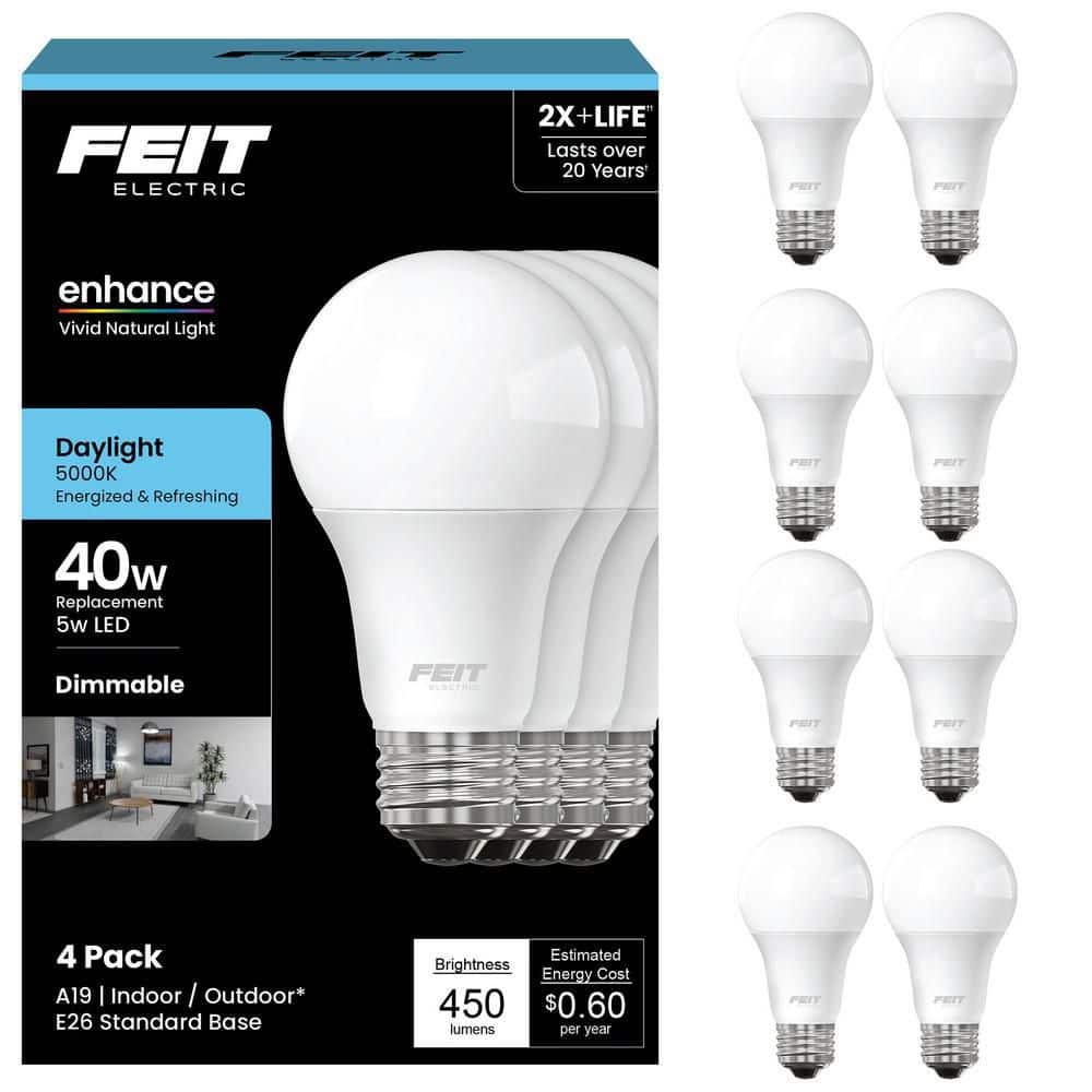 Feit Electric 40-Watt Equivalent A19 Dimmable CEC Title 20 90+ CRI E26 ...