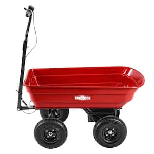 2.6 cu. ft. Plastic Bucket 4-Wheeled Wheelbarrow with Quick-release Dumping, 10 in. Pneumatic Wheels